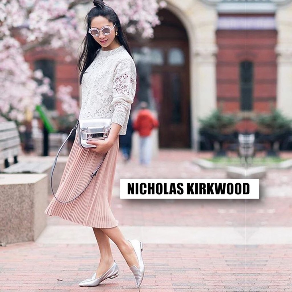 Nicholas Kirkwood "Beya" Silver Metallic Leather Loafers